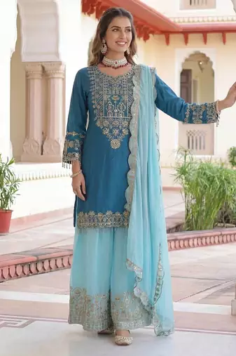 Chinon silk salwar suit dupatta