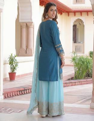 Chinon silk salwar suit dupatta 4