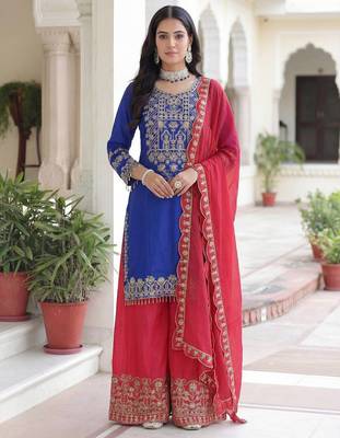 Chinon silk salwar suit dupatta 1