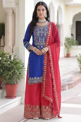 Chinon silk salwar suit dupatta