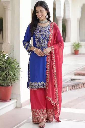 Chinon silk salwar suit dupatta