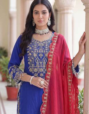 Chinon silk salwar suit dupatta 3