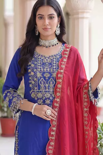 Chinon silk salwar suit dupatta