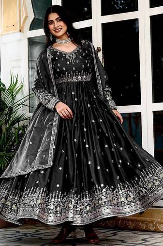 American silk gown with dupatta