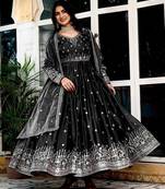 American silk gown with dupatta