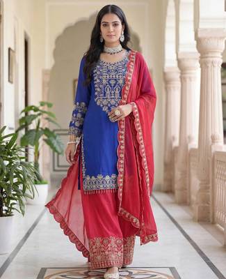 Chinon silk salwar suit dupatta 4