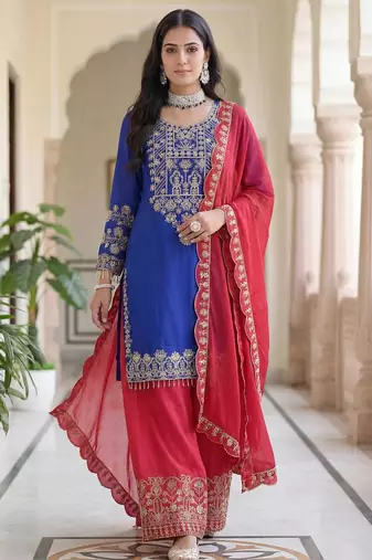 Chinon silk salwar suit dupatta