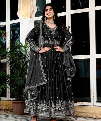 American silk gown with dupatta 2