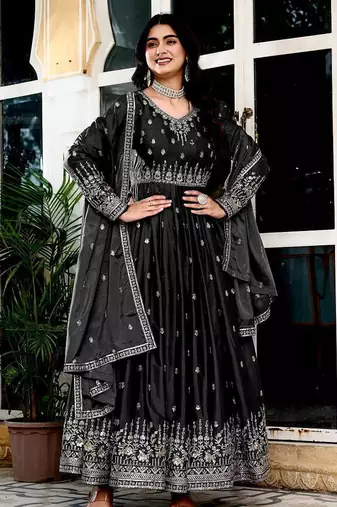American silk gown with dupatta