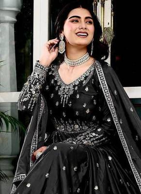 American silk gown with dupatta 3