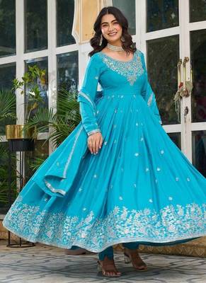 American silk gown with dupatta 3