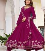 Faux georgette gown with dupatta