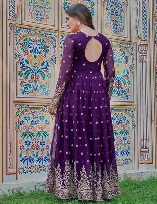 Faux georgette gown with dupatta 3