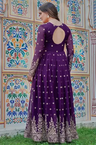 Faux georgette gown with dupatta