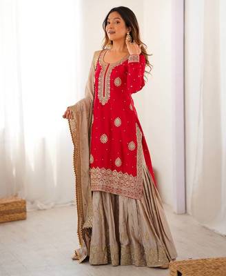 Designer ready to wear sharara suit dupatta for women 1