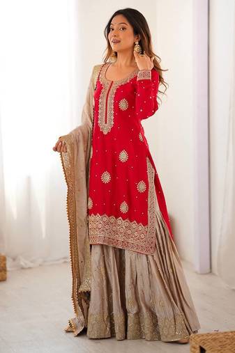Designer ready to wear sharara suit dupatta for women