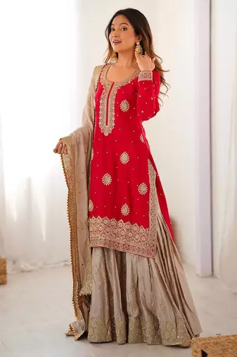 Designer ready to wear sharara suit dupatta for women