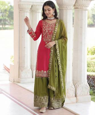 Chinon silk salwar suit dupatta 1