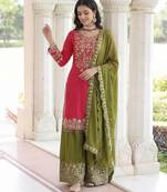 Chinon silk salwar suit dupatta