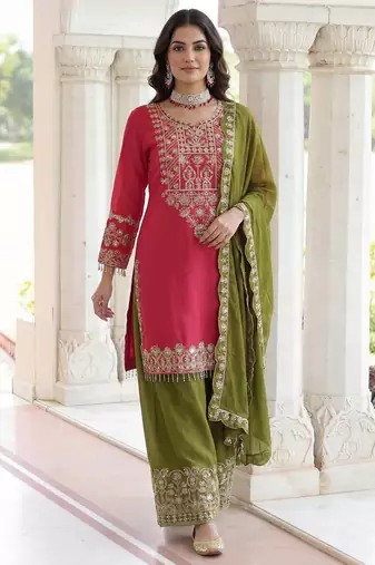 Chinon silk salwar suit dupatta