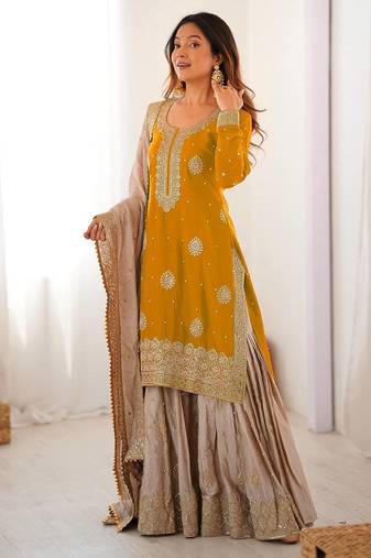 Designer ready to wear sharara suit dupatta for women