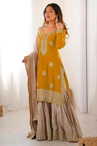 Designer ready to wear sharara suit dupatta for women