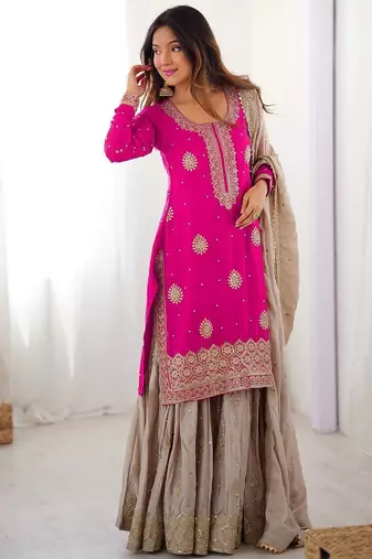 Designer ready to wear sharara suit dupatta for women