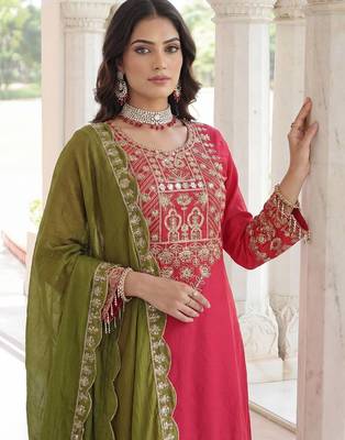 Chinon silk salwar suit dupatta 3