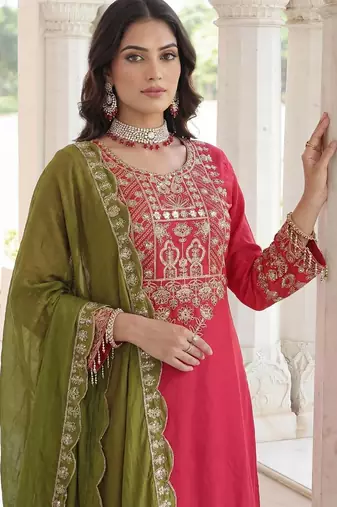 Chinon silk salwar suit dupatta