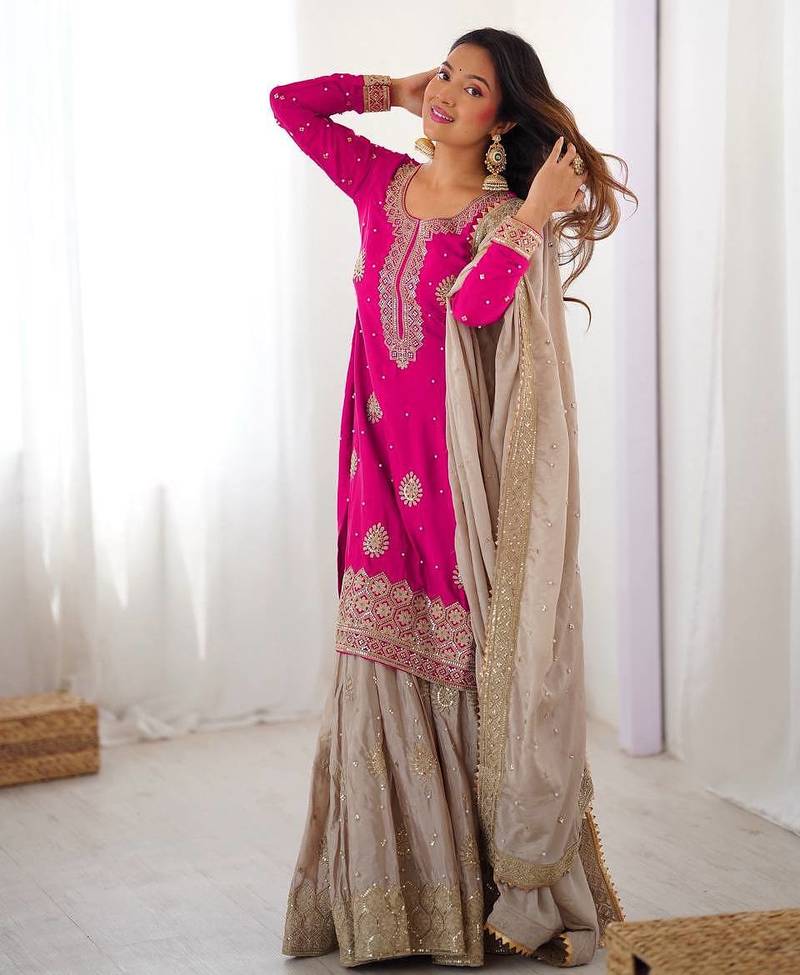 Designer ready to wear sharara suit dupatta for women