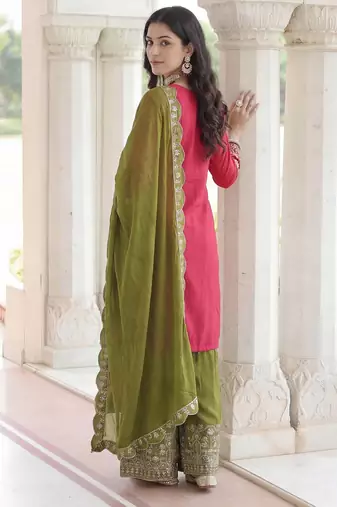 Chinon silk salwar suit dupatta
