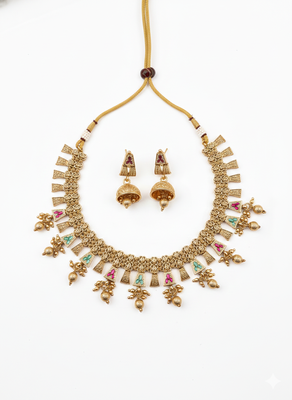 Multicolor bandhai necklace set 2