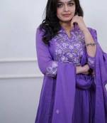 Lavender Color Beautiful Cotton Fabric Kurti Set