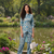 blue printed silk co-ord set for smart casual wear