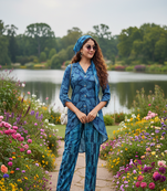 deep teal blue silk co-ord set for travel & day out
