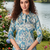 blue printed silk co-ord set for smart casual wear
