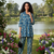blue printed silk co-ord set for casual & brunch