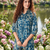 blue printed silk co-ord set for casual & brunch