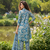blue printed silk co-ord set for smart casual wear