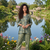 olive green printed silk co-ord set for day outings