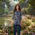 indigo blue printed silk co-ord set for day out