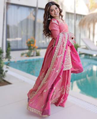pink ready-made top-sharara-dupatta 4