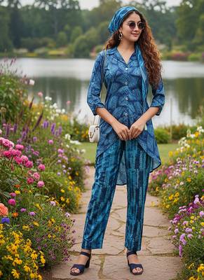 deep teal blue silk co-ord set for travel & day out 4