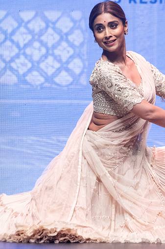 Cream Embroidered Silk Lehenga Set