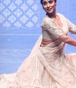 Cream Embroidered Silk Lehenga Set