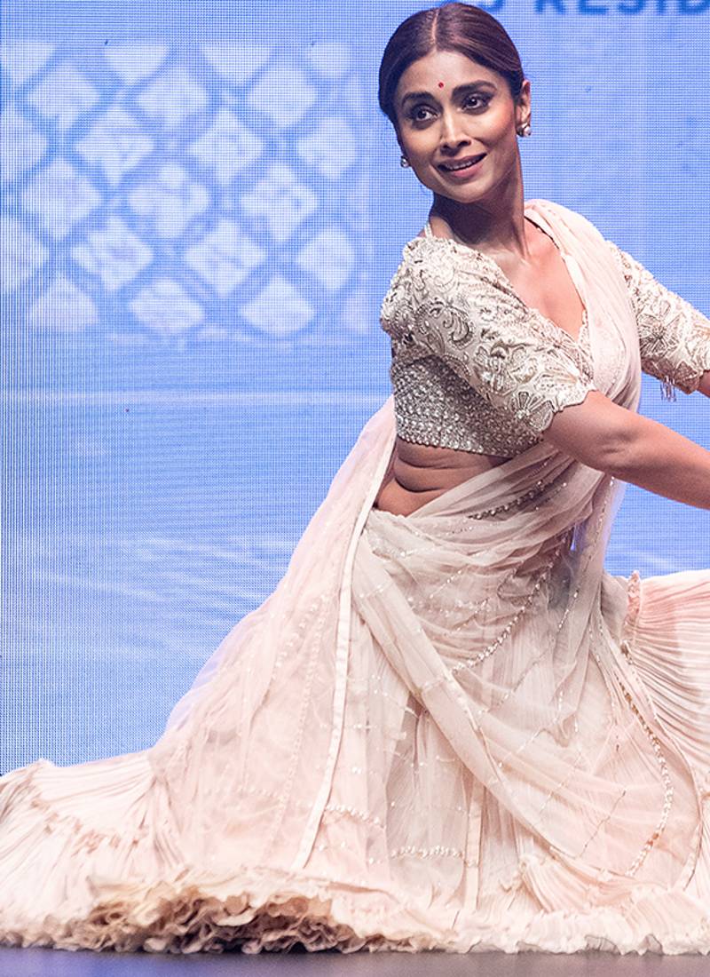 Cream Embroidered Silk Lehenga Set