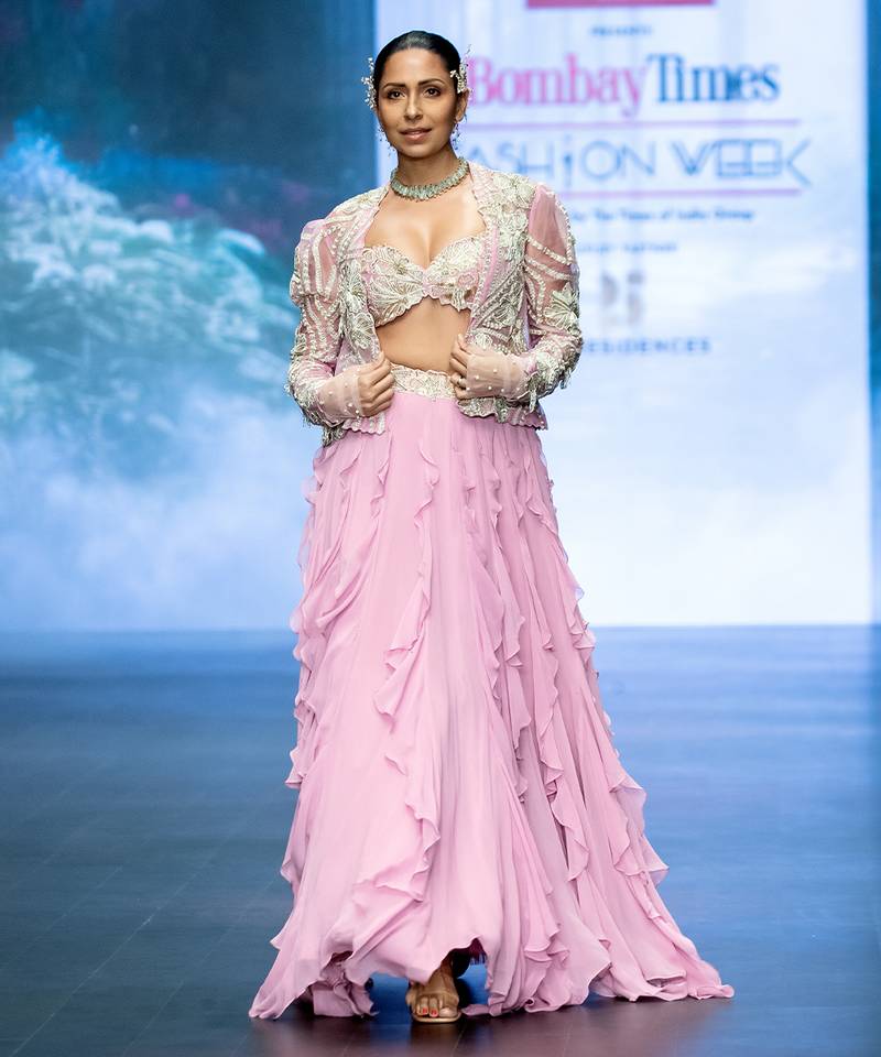 Pink Embroidered Silk Lehenga Set