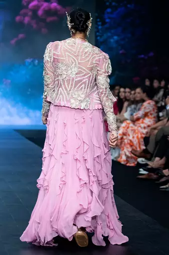 Pink Embroidered Silk Lehenga Set