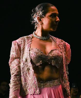 Pink Embroidered Silk Lehenga Set 4