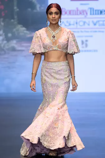 Lavender Embroidered Silk Lehenga Set